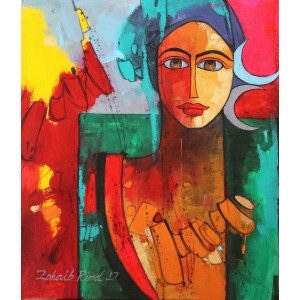 Zohaib Rind, 13 x 13 Inch, Acrylic on Canvas, Figurative Painting, AC-ZR-098